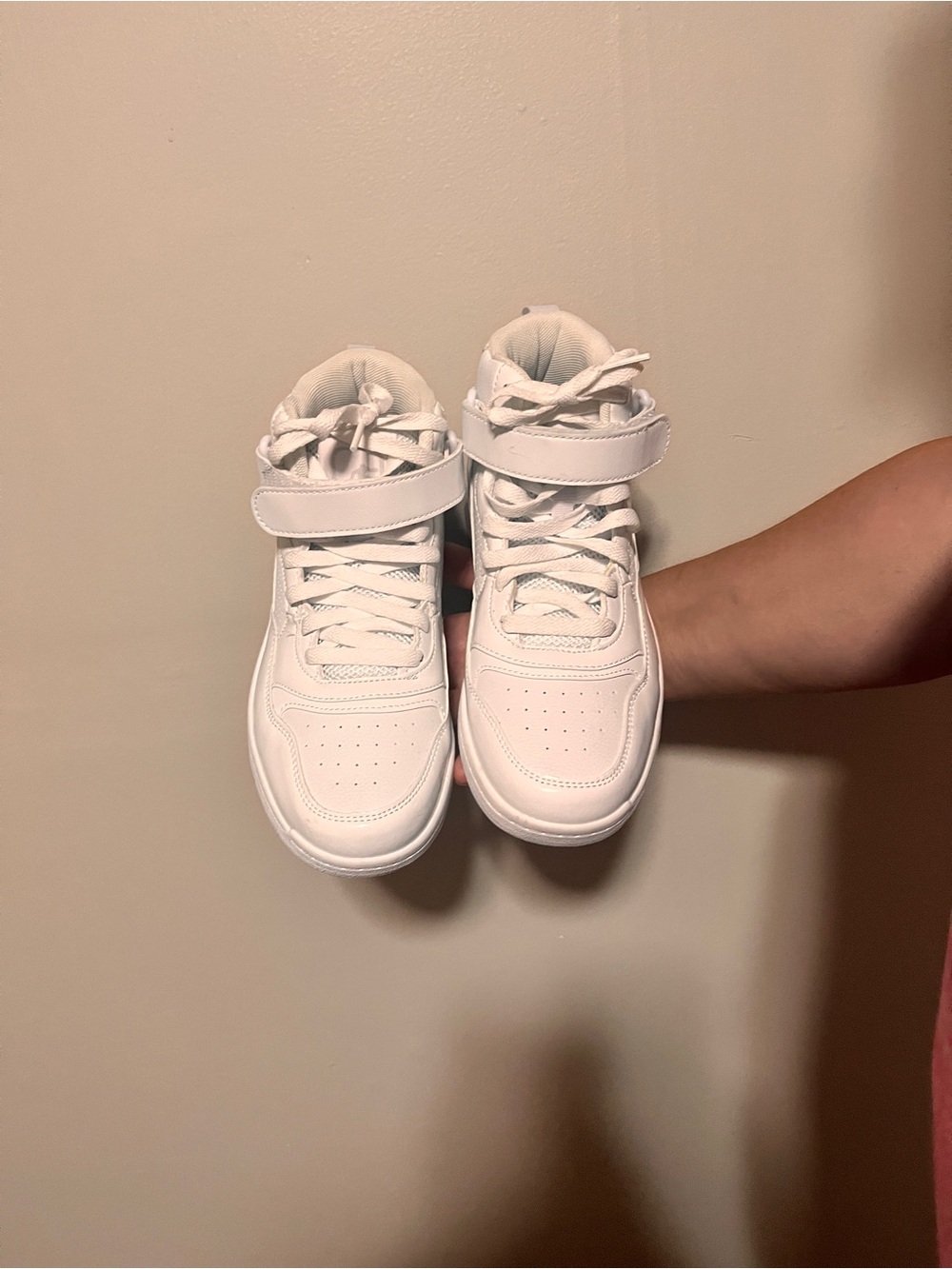 Kids White High-Top Sneakers with Velcro Strap